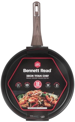 Bennett Read 28cm Titan Chef Pan Extra Deep Stainless Steel, Cool Touch Handle, Dishwasher Safe Product Code: KBS383