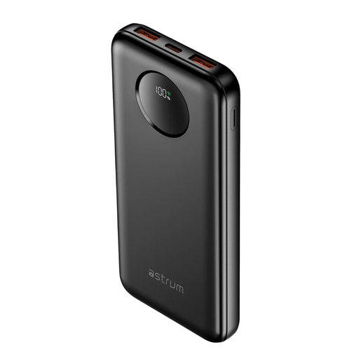 Astrum PB165 Slim Power Bank 10000mAh, PD20W USB-C + QC3.0 Dual USB-A, LCD Indicator, Smart IC SKU: A91616-B
