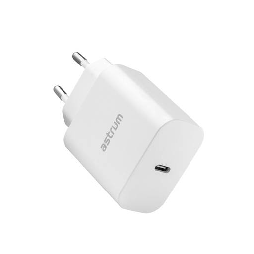 Astrum Pro PD20 Wall Charger 20W USB-C PD Fast Charging, Compact Travel Design White SKU: A92650EW