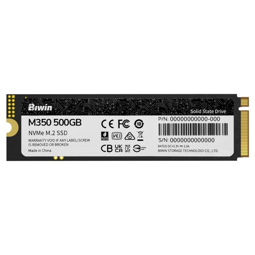 Biwin 500GB PCIe 4.0 NVMe SSD M.2 2280, 5000MB/s Read, Graphene Pad Cooling, DRAM less SKU: BW-SSD500GB