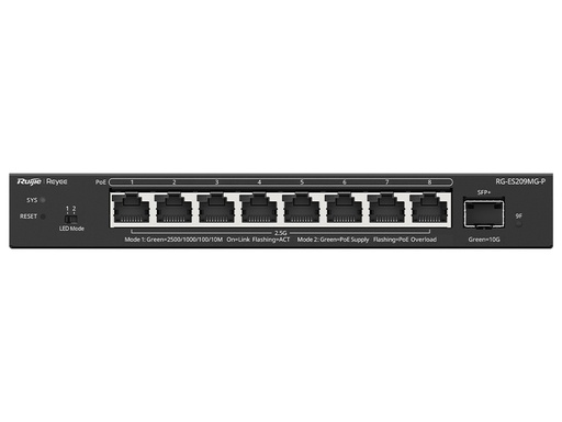 Reyee RG-ES209MG-P Smart Managed Switch 8-Port 2.5Gbps PoE, 130W, 1x SFP+