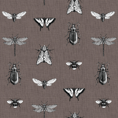 Silkhouse Borneo - Melora Scenic Insect Dual-Purpose Fabric in Thunder (280cm Wide)