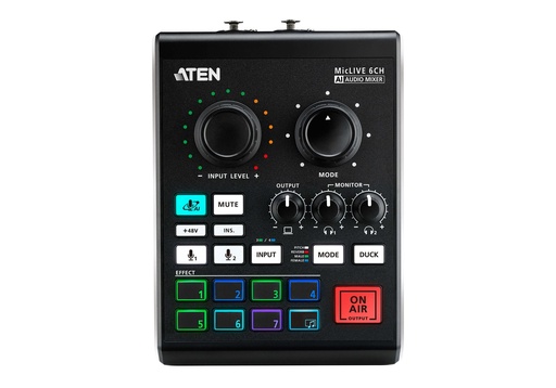 Aten MicLive UC8000 AI Podcast Mixer (6-Channel) Smart Audio Production