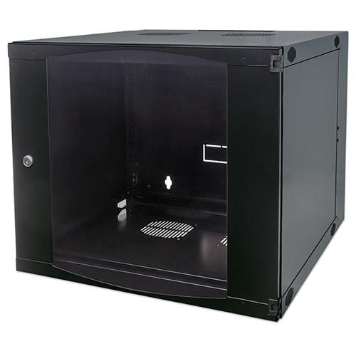 Intellinet 713887 15U Double Section Wall Mount Cabinet, Flat Pack, Toughened Glass, 30kg Load