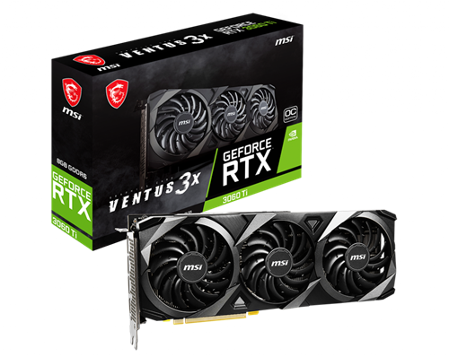 MSI RTX 3060 Ti VENTUS 3X 8G OC LHR 8GB GDDR6, 1695MHz Boost, PCIe 4.0, Triple Fan, 4K@120Hz