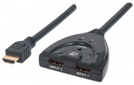 Manhattan 2 Port HDMI Switch HDMI 1.3, 1080p, 3D Video, Integrated Cable SKU: 207416