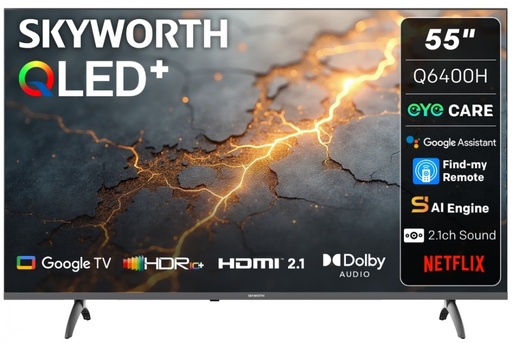 Skyworth 55" UHD QLED Google TV 4K HDR, Game Mode, Dolby Audio, Smart OS SKU: 55Q6400H