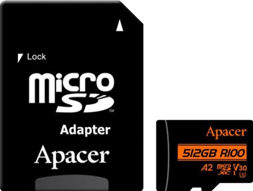 Apacer 512GB MicroSD V30 A2 | 100MB/s Read, 4K Video, Lifetime Warranty