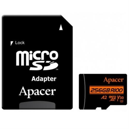 Apacer 256GB microSD Card | Class 10, UHS-I U3, V30, A2, 100MB/s, Adapter Included, Lifetime Warranty