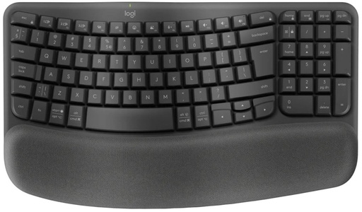 Logitech Wave Keys Wireless Ergonomic Keyboard - Palm-Rest, Bluetooth & Logi Bolt