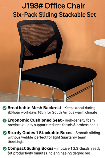 J198# Mesh Office Chair - Set of 6 (Box of 6 Chairs)