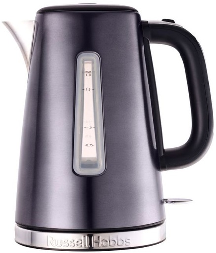 Russell Hobbs Luna Midnight 1.7 L Kettle 2400 W, Rapid Boil, Blue Light, 360° Base, 1 yr WR