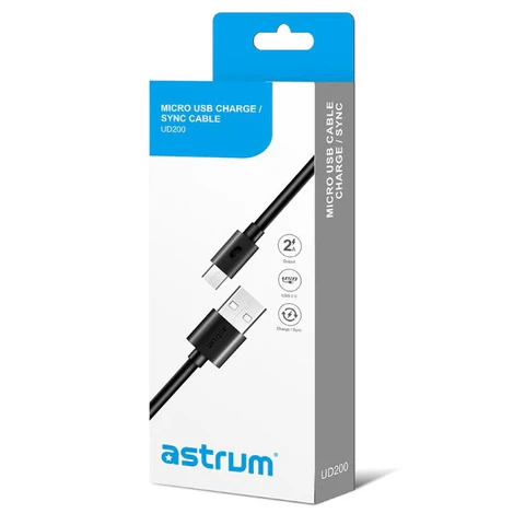 Astrum UD200 Micro USB Cable 1.5m 2A Fast Black 24m