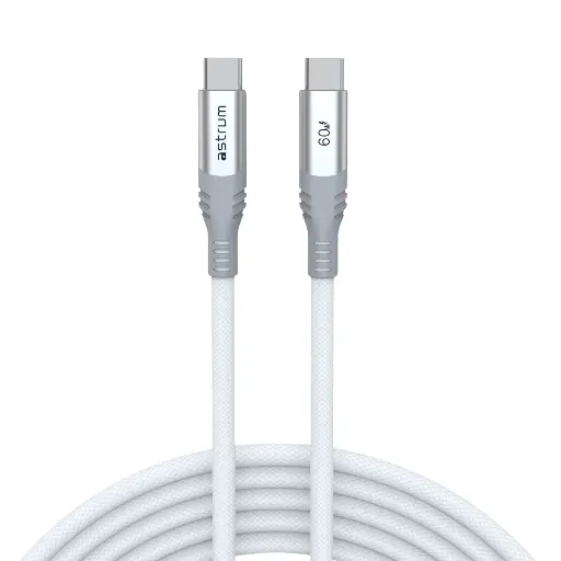Astrum VMCC60 USB‑C to USB‑C Cable 2.0m 60W Braided White 12m