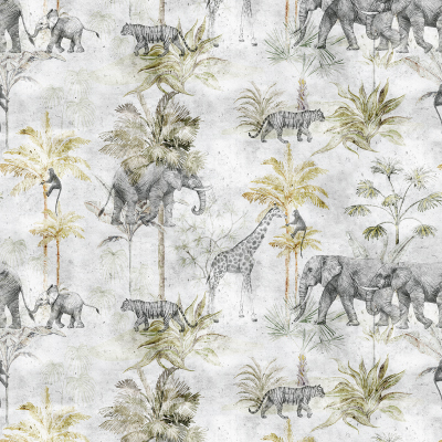Silkhouse Colombo Grey Mist Wildlife Fabric 280cm