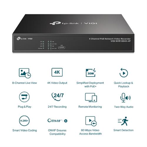 TP‑Link VIGI NVR1004H‑4P 4Ch PoE+ Network Recorder  