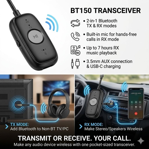 Astrum BT150 Bluetooth 6.0 2‑in‑1 Transceiver